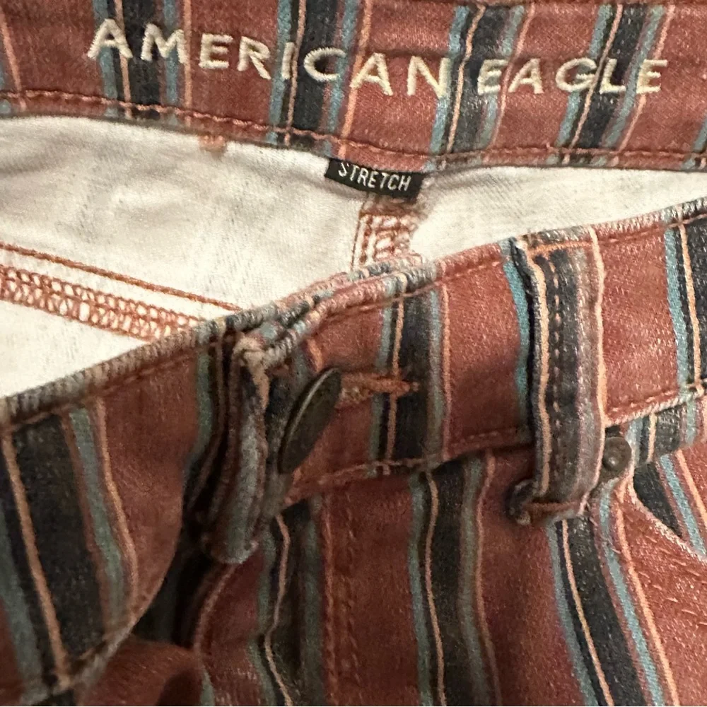 American Eagle Striped High Rise Mom Jeans